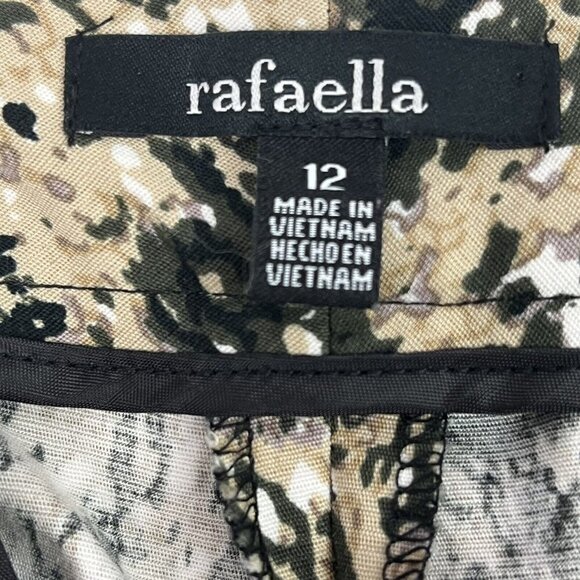 Rafaella Womens Camo Splatter Pants Tan Green Stretch Size 12 - Picture 12 of 13